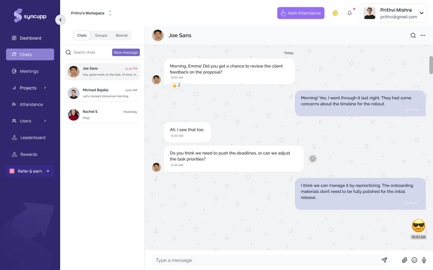 Team Communication Interface