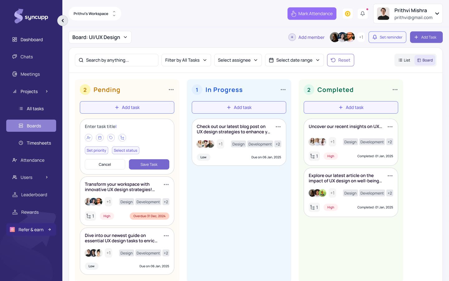 Project Management Interface